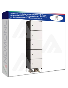 Scaffale Modulare Salvaspazio 5 Ante 42x36x166 cm –...