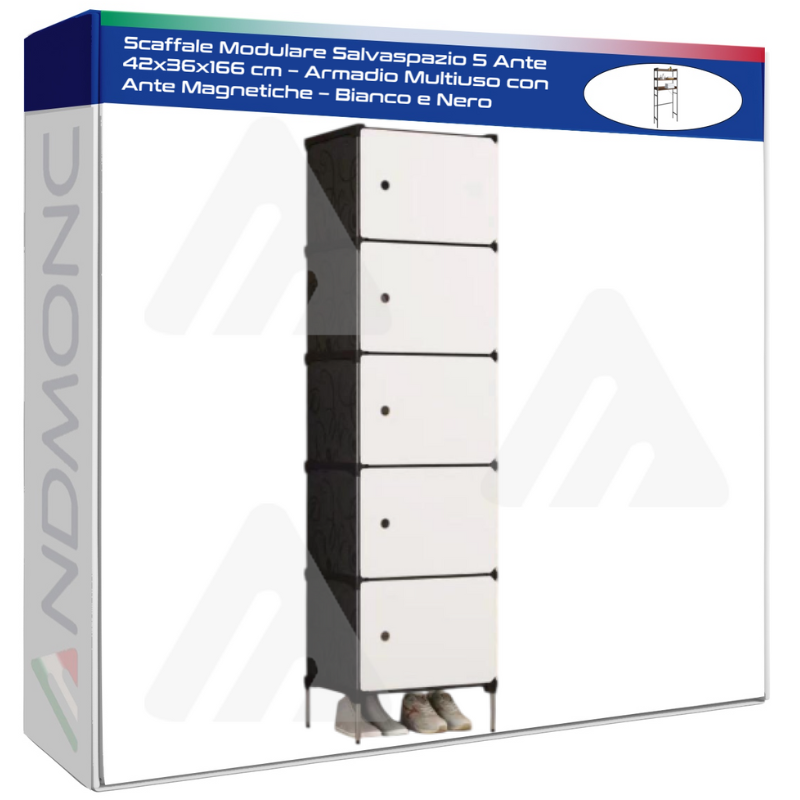 Scaffale Modulare Salvaspazio 5 Ante 42x36x166...