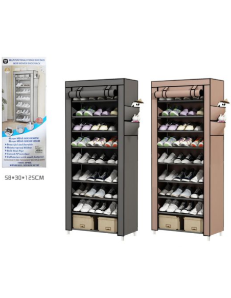 Scarpiera Salvaspazio in Tessuto con Ripiani – Armadio Porta Scarpe Multiuso, Design Moderno, 58x30x125 cm