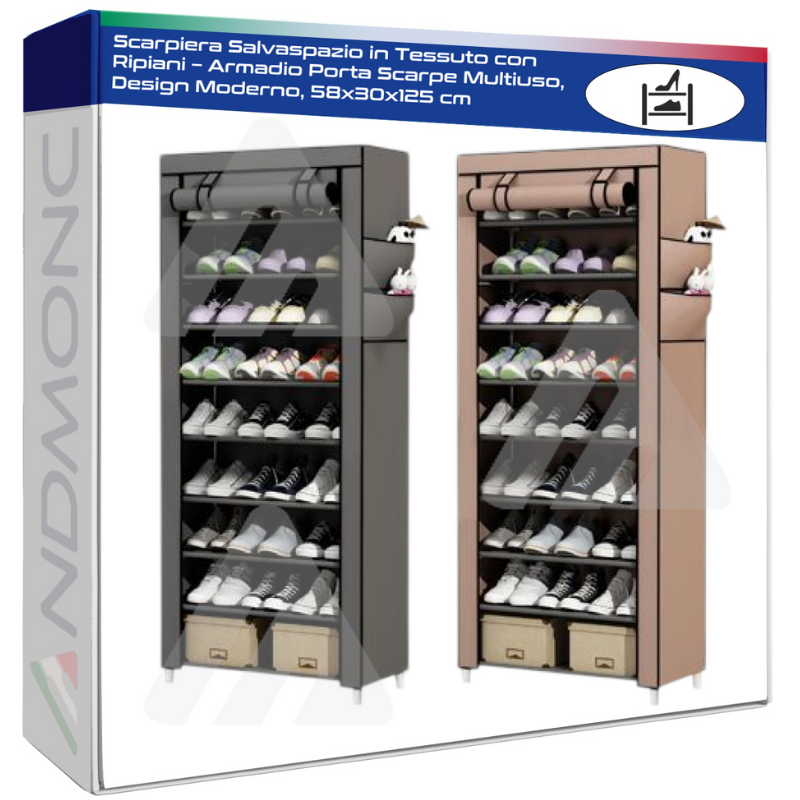 Scarpiera Salvaspazio in Tessuto con Ripiani –...
