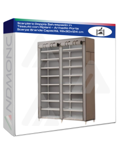 Scarpiera Doppia Salvaspazio in Tessuto con Ripiani –...