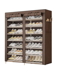 Scarpiera Doppia Salvaspazio in Tessuto Colore Caffè –... 2