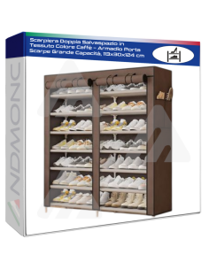 Scarpiera Doppia Salvaspazio in Tessuto Colore Caffè –...