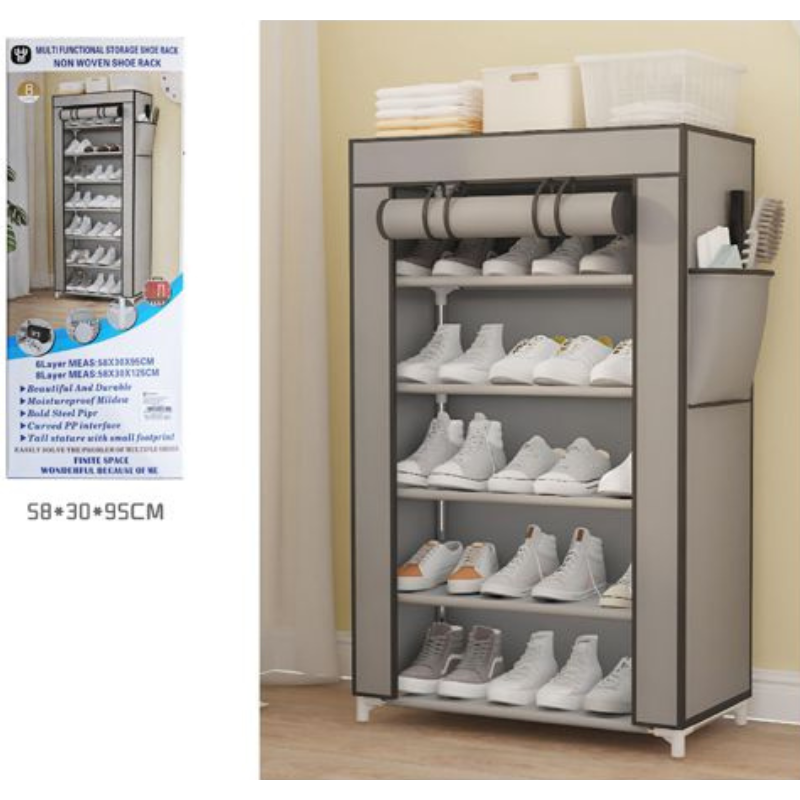 Scarpiera Salvaspazio in Tessuto con Ripiani –...