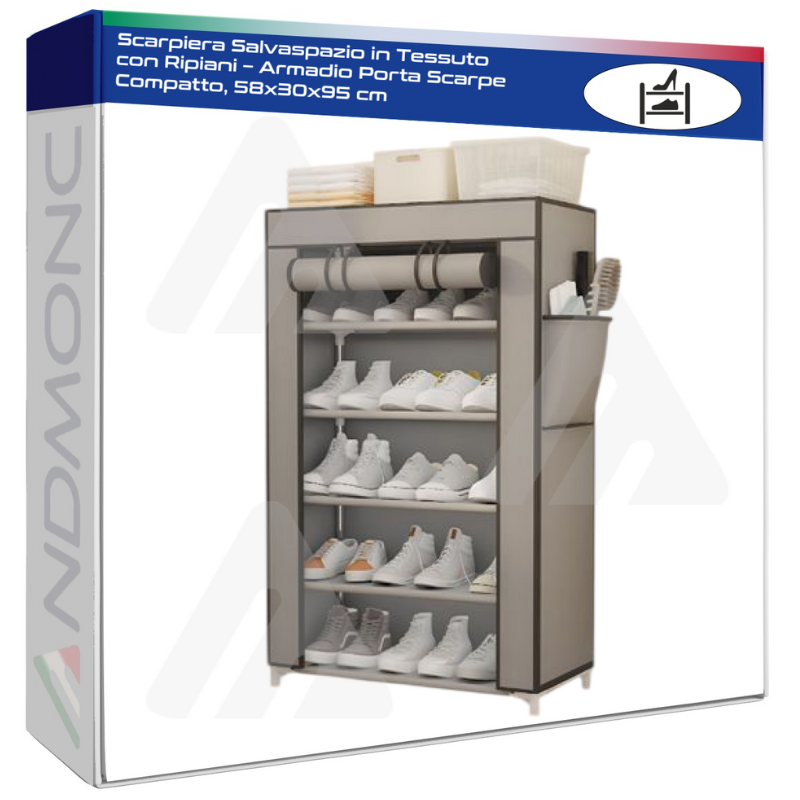 Scarpiera Salvaspazio in Tessuto con Ripiani –...