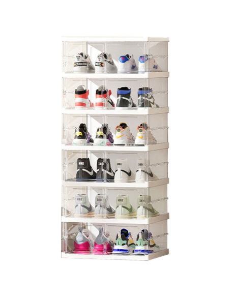 Scarpiera Modulabile Trasparente 12 Box – Organizer Scarpe Impilabile in Plastica Rigida 110x44x35 cm