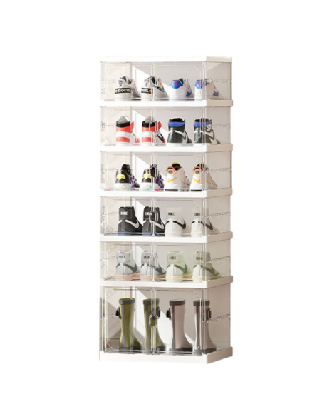 Scarpiera Trasparente Modulabile 6 Livelli – Organizer Scarpe e Stivali Impilabile 122x44x35 cm
