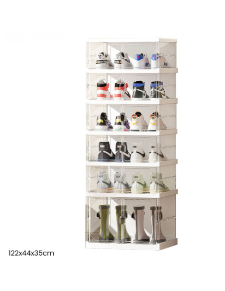 Scarpiera Trasparente Modulabile 6 Livelli – Organizer Scarpe e Stivali Impilabile 122x44x35 cm