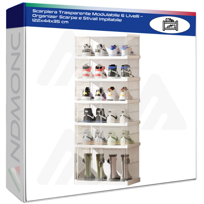 Scarpiera Trasparente Modulabile 6 Livelli –...