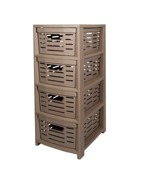 Cassettiera in Plastica 4 Cassetti Impilabile Bell e Forti – Mobiletto Salvaspazio Multiuso 36x28x67 cm