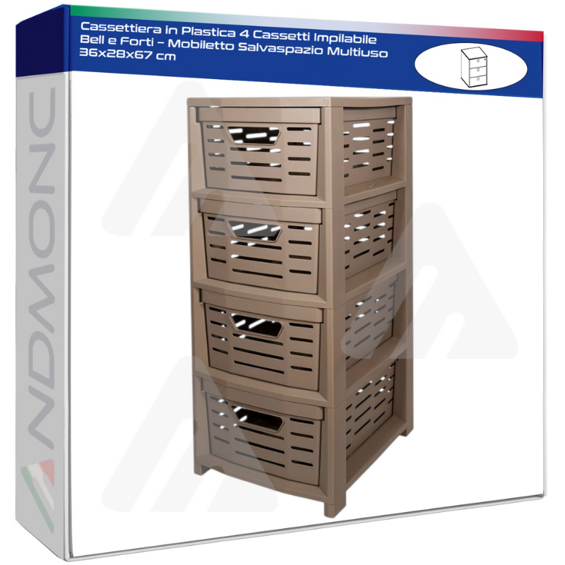 Cassettiera in Plastica 4 Cassetti Impilabile...