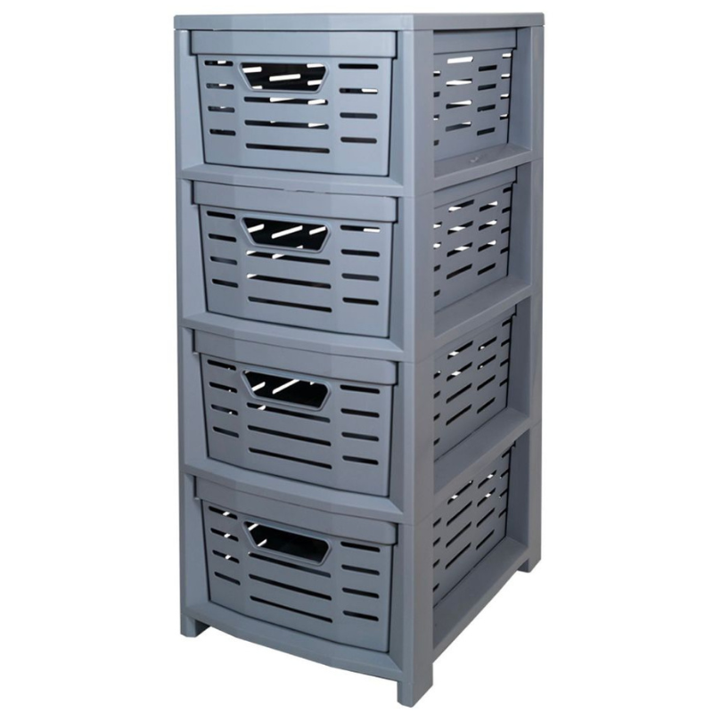 Cassettiera in Plastica Grigia 4 Cassetti Bell...