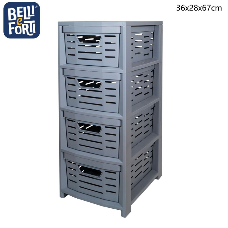 Cassettiera in Plastica Grigia 4 Cassetti Bell...