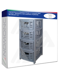 Cassettiera in Plastica Grigia 4 Cassetti Bell e Forti –...