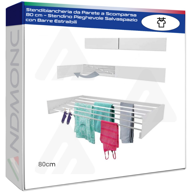 Stendibiancheria da Parete a Scomparsa 80 cm –...