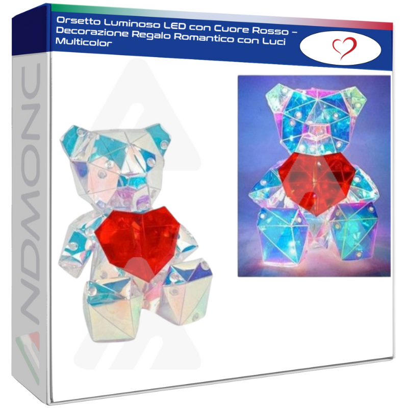 Orsetto Luminoso LED con Cuore Rosso –...