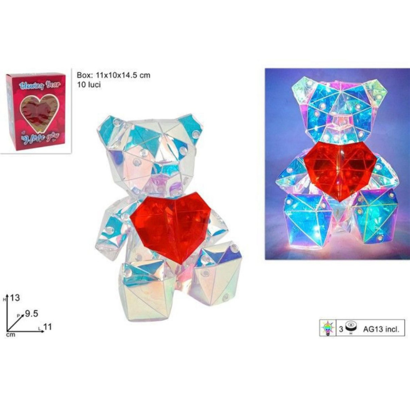 Orsetto Luminoso LED con Cuore Rosso –...