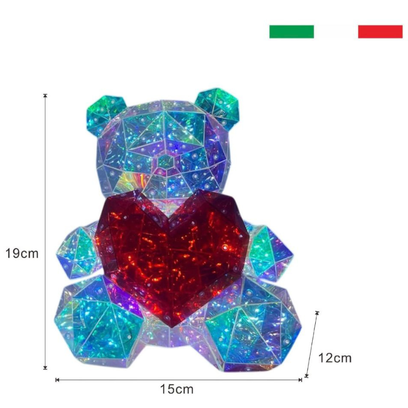 Orsetto Luminoso LED con Cuore Rosso –...