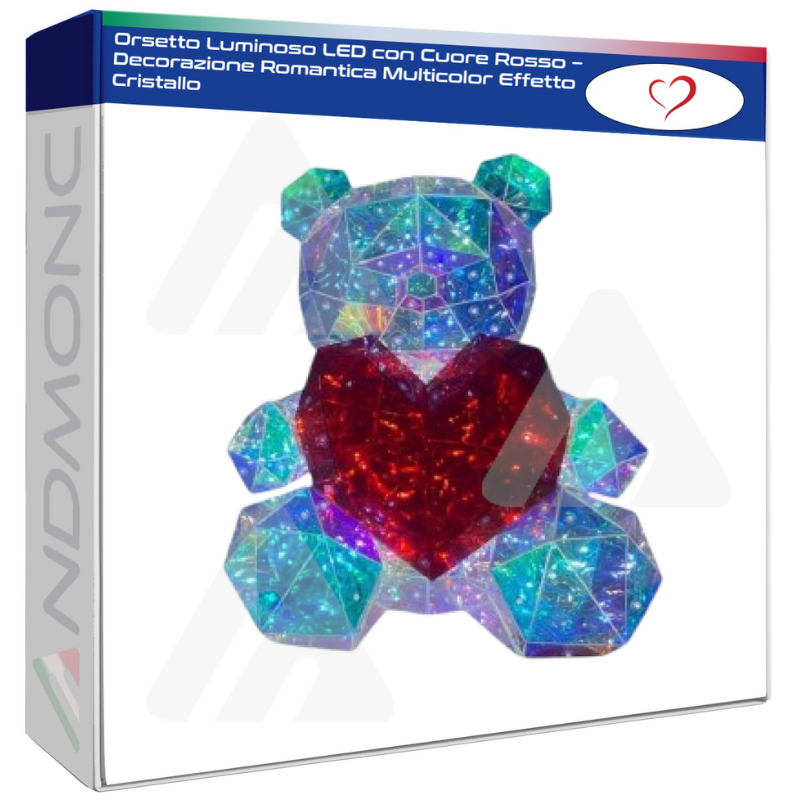 Orsetto Luminoso LED con Cuore Rosso –...