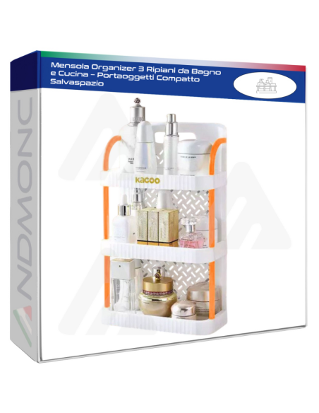 Mensola Organizer 3 Ripiani da Bagno e Cucina – Portaoggetti Compatto Salvaspazio