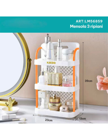 Mensola Organizer 3 Ripiani da Bagno e Cucina – Portaoggetti Compatto Salvaspazio