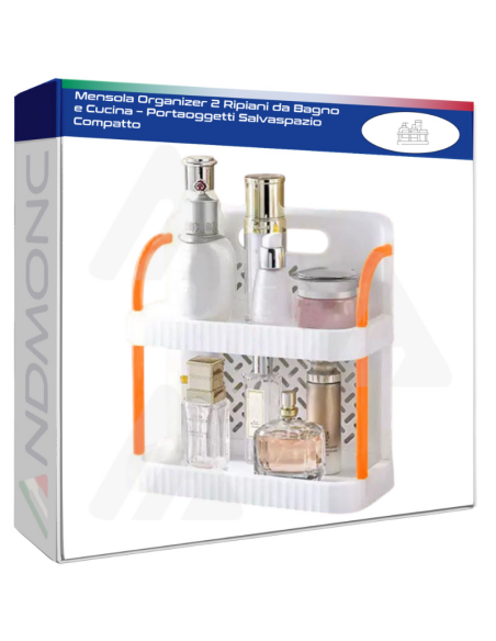 Mensola Organizer 2 Ripiani da Bagno e Cucina – Portaoggetti Salvaspazio Compatto