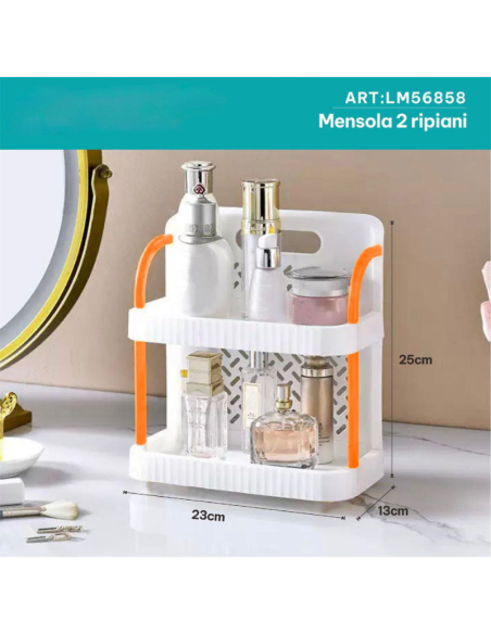 Mensola Organizer 2 Ripiani da Bagno e Cucina – Portaoggetti Salvaspazio Compatto