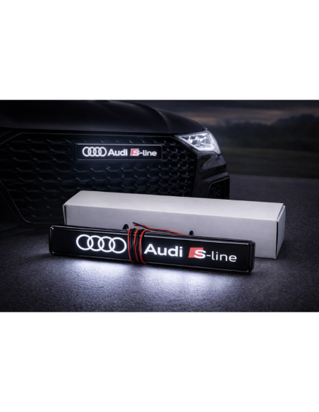 1x Distintivo con logo illuminato con emblema luminoso a LED per griglia anteriore S-line Audi