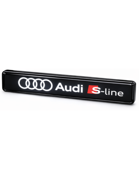 1x Distintivo con logo illuminato con emblema luminoso a LED per griglia anteriore S-line Audi