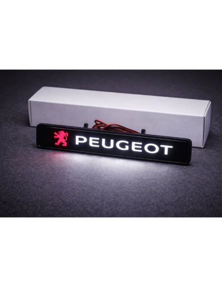 1x Distintivo con logo illuminato con emblema luminoso a LED per griglia anteriore Peugeot