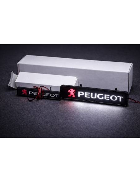 1x Distintivo con logo illuminato con emblema luminoso a LED per griglia anteriore Peugeot
