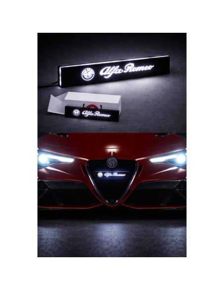 1x Distintivo con logo illuminato con emblema luminoso a LED per griglia anteriore Alfa Romeo