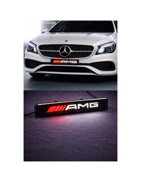1x Distintivo con logo illuminato con emblema luminoso a LED per griglia anteriore AMG mercedes