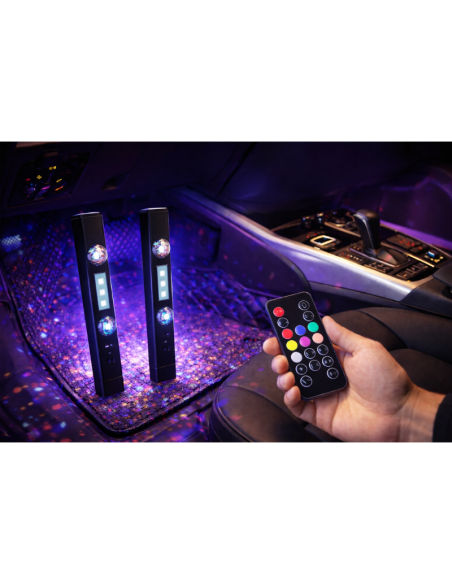 2x LED luce ambientale interna auto USB RGB senza fili