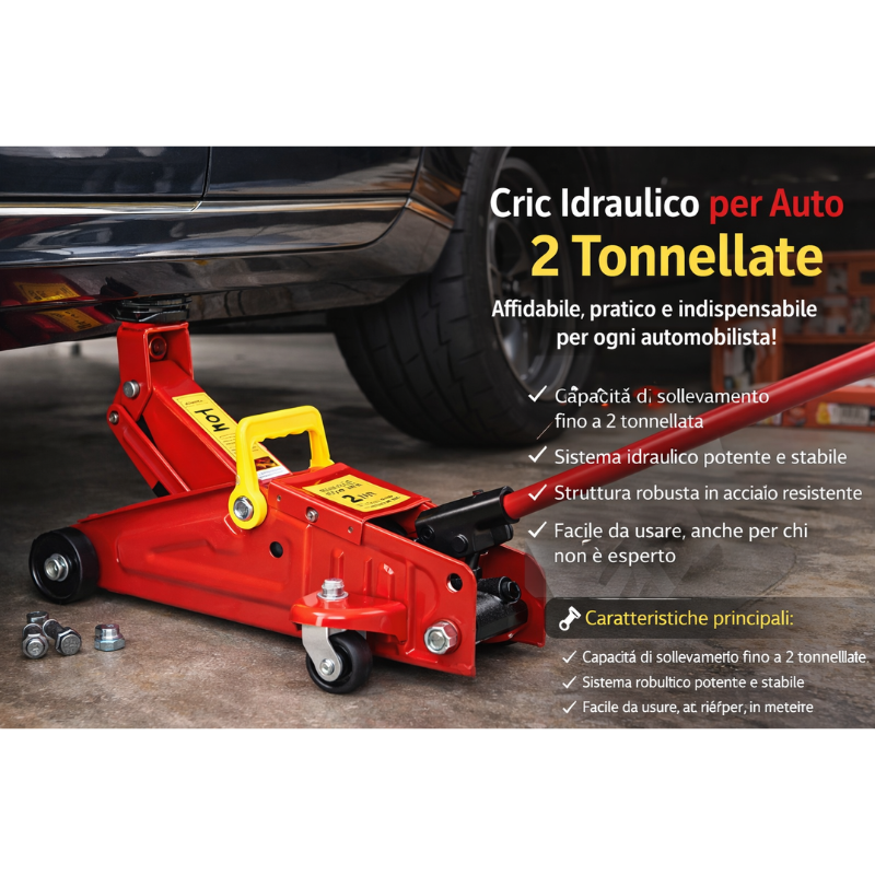 Cric Idraulico per Auto 2T – Potenza, Sicurezza...