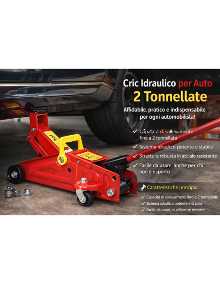Cric Idraulico per Auto 2T – Potenza, Sicurezza e Affidabilità Professionale