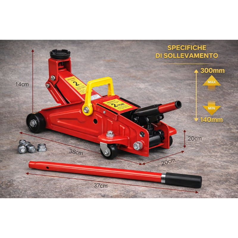 Cric Idraulico per Auto 2T – Potenza, Sicurezza...