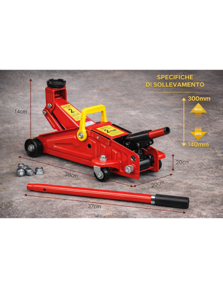 Cric Idraulico per Auto 2T – Potenza, Sicurezza e Affidabilità Professionale