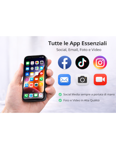 Mini Smartphone 4G Compatto – 10GB RAM 512GB Memoria – Dual SIM – Telefono Piccolo Tascabile + Cover Omaggio
