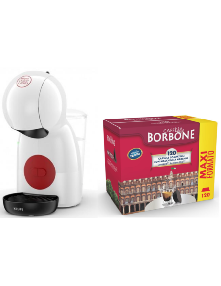 KRUPS PICCOLO XS M.D.C. KP1A01P16 NESCAFÈ DOLCE GUSTO BIANCA + 120pz Capsule Borbone