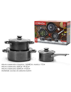 Batteria di Pentole 6 Pezzi in Acciaio al Carbonio – Set... 2