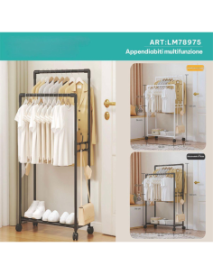 Appendiabiti Multifunzionale con Ruote NeroBianco – Stand... 2