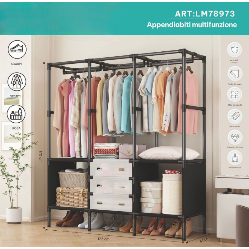 Appendiabiti Multifunzionale Salvaspazio –...