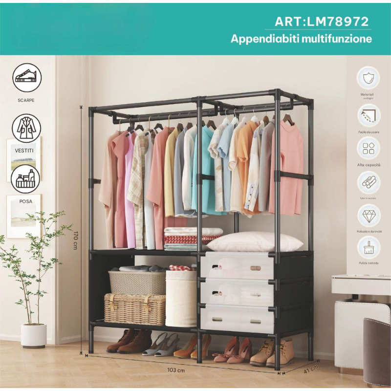 Appendiabiti Multifunzionale Salvaspazio –...