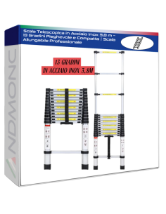 Scala Telescopica in Acciaio Inox 3,8 m – 13 Gradini...