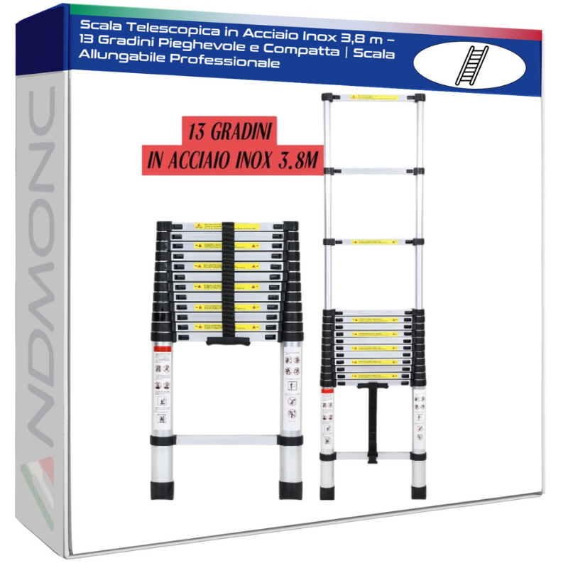 Scala Telescopica in Acciaio Inox 3,8 m – 13...