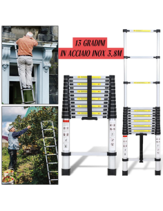 Scala Telescopica in Acciaio Inox 3,8 m – 13 Gradini... 2