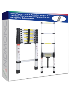 Scala Telescopica in Acciaio Inox 2,7 m – 7 Gradini...