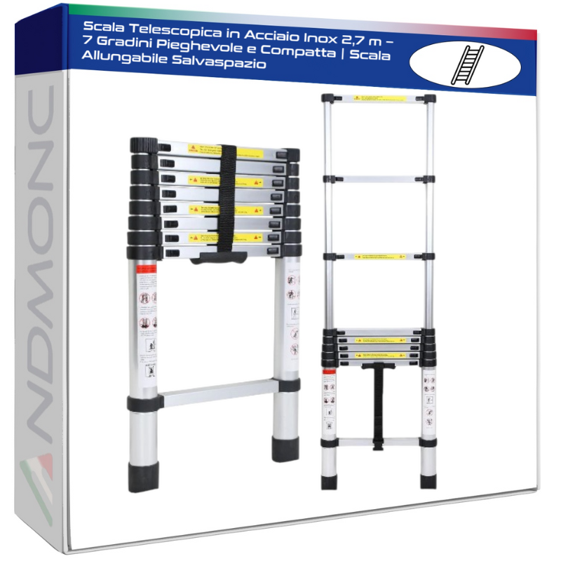 Scala Telescopica in Acciaio Inox 2,7 m – 7...