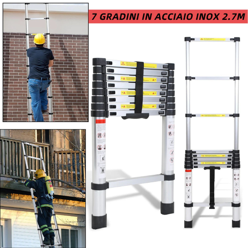 Scala Telescopica in Acciaio Inox 2,7 m – 7...